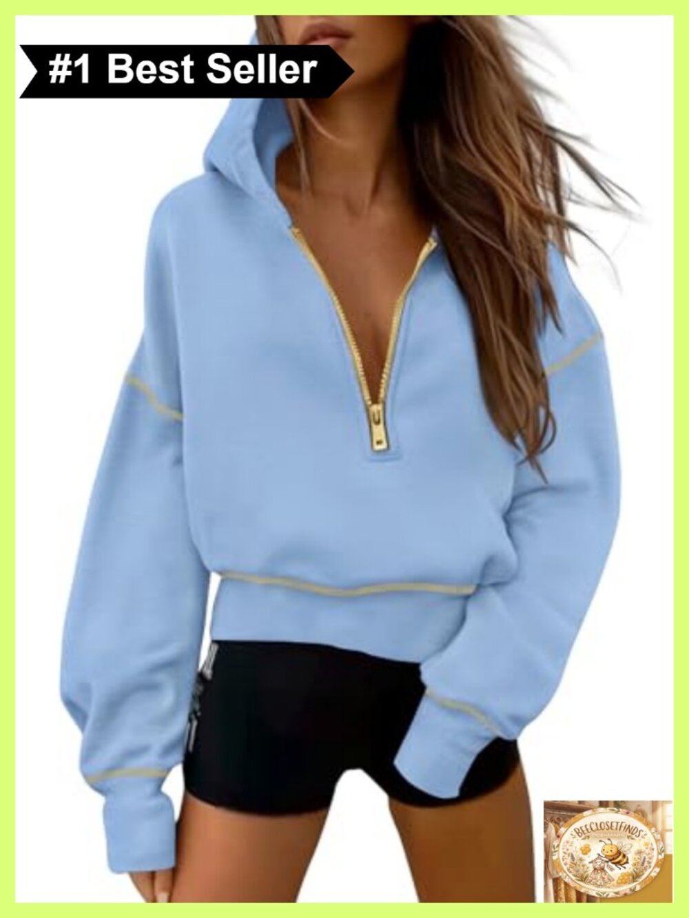 Women's Half Zip Cropped Hoodie Sweatshirt Fleece Lined Pullover